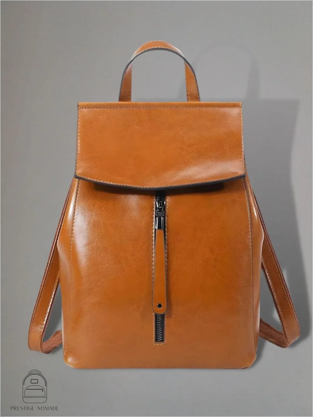 Orange Sac à dos cuir véritable femme