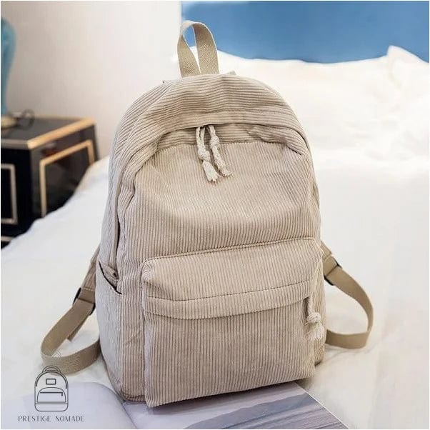 Beige Sac à Dos Velours Cotelé
