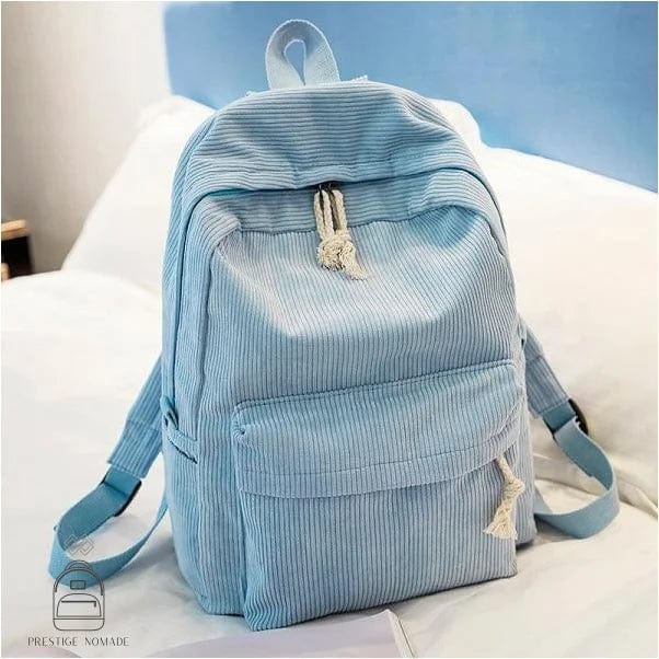 Bleu Sac à Dos Velours Cotelé