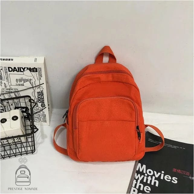 Orange / 25x25x13cm Petit Sac à Dos Toile Femme