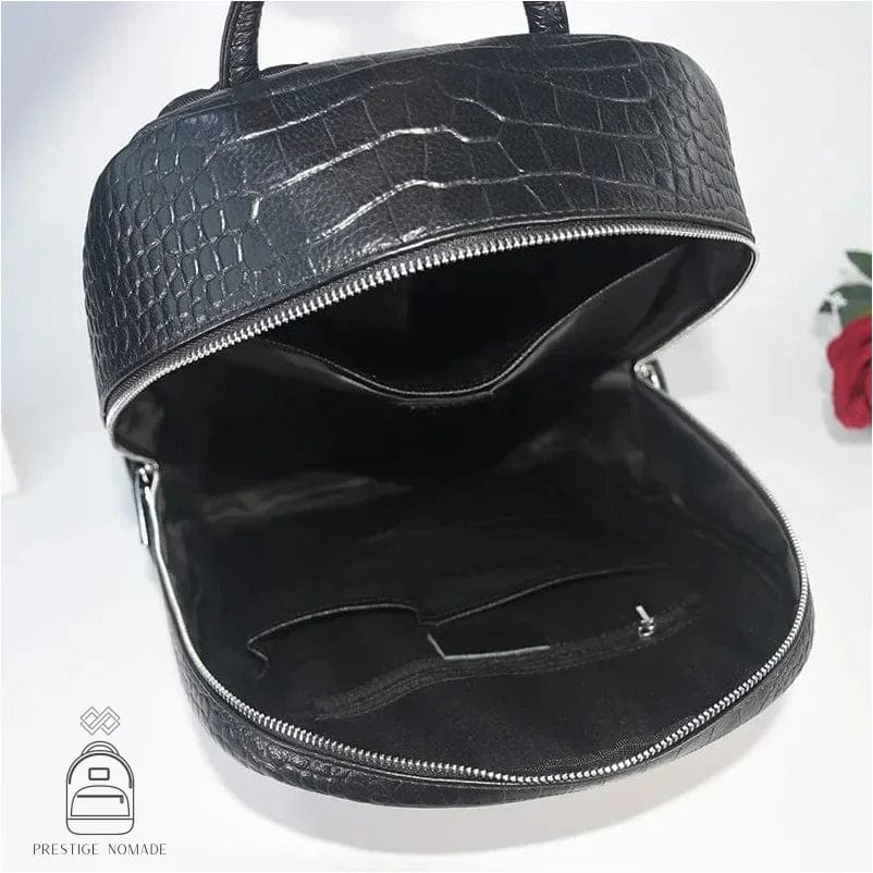 Noir / Cuir Sac à Dos Cuir Femme Ordinateur