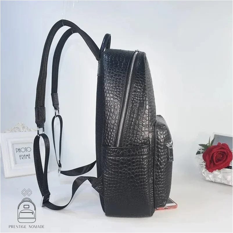 Noir / Cuir Sac à Dos Cuir Femme Ordinateur