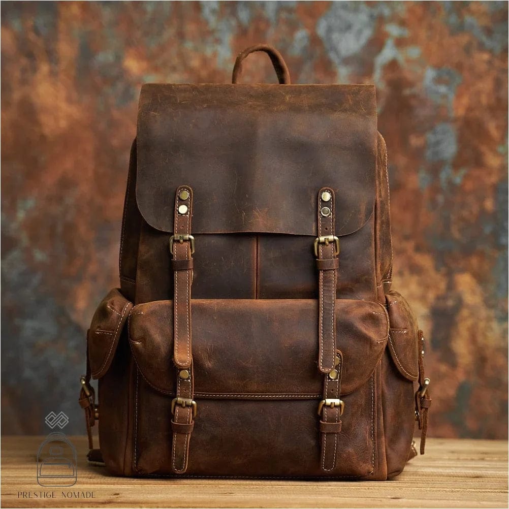 Marron / Cuir Sac à Dos Homme Vintage