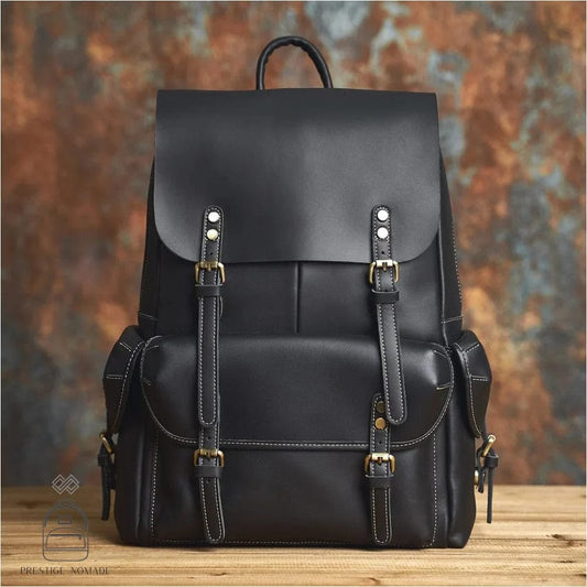 Noir / Cuir Sac à Dos Homme Vintage